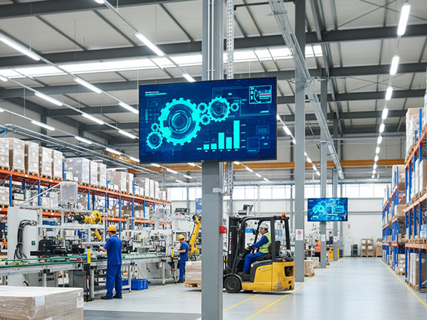 Écran de prévention sécurité dans un entrepôt logistique